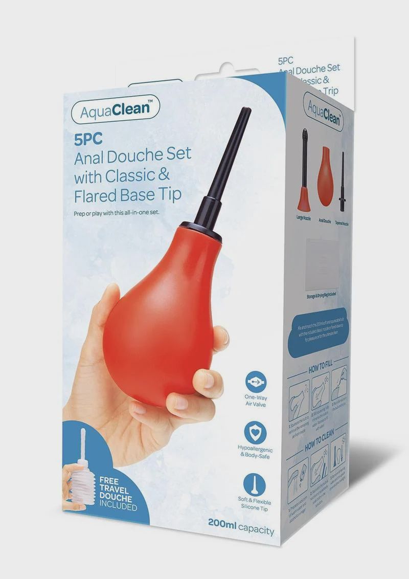 5 Piece Anal Douche Set with Classic &amp; Flared Base Tip