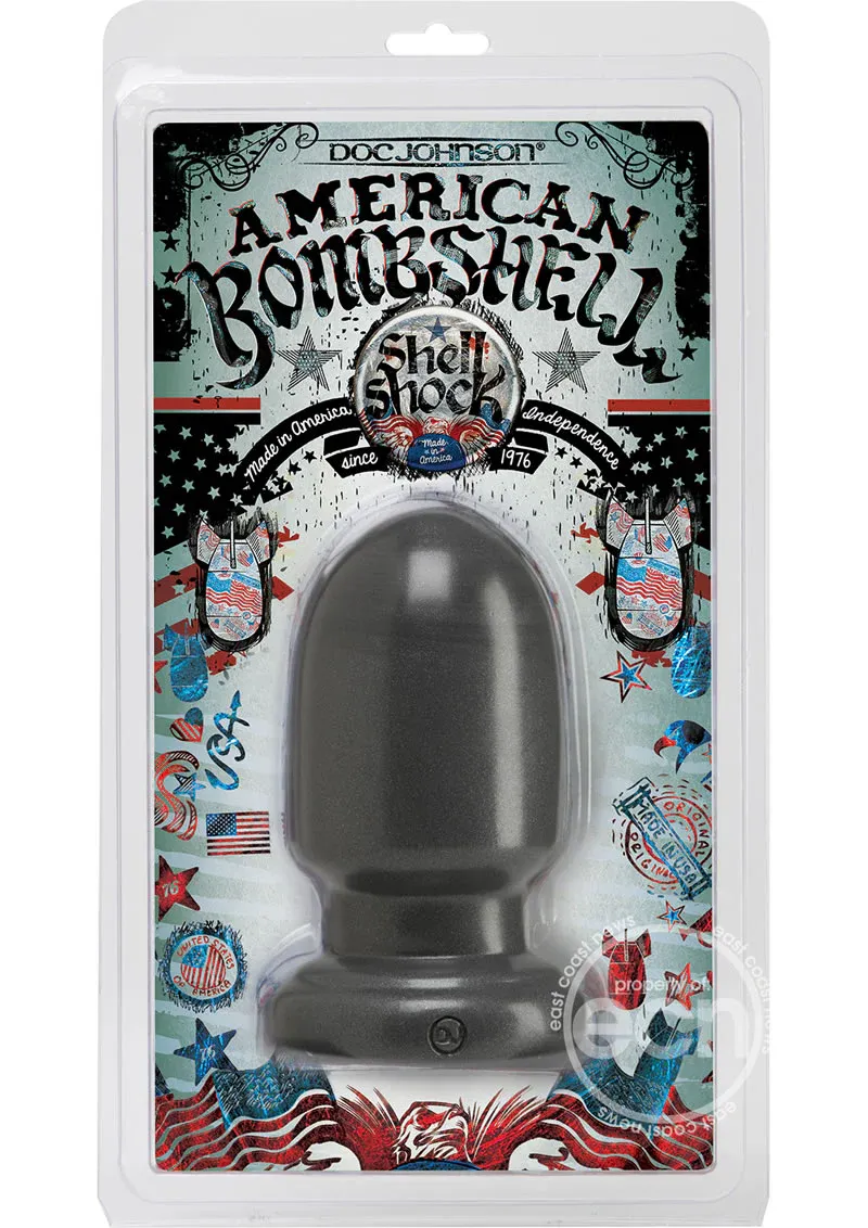 American Bombshell Shellshock Anal Plug Grey 6 Inch Long 9.11 Inch Girth