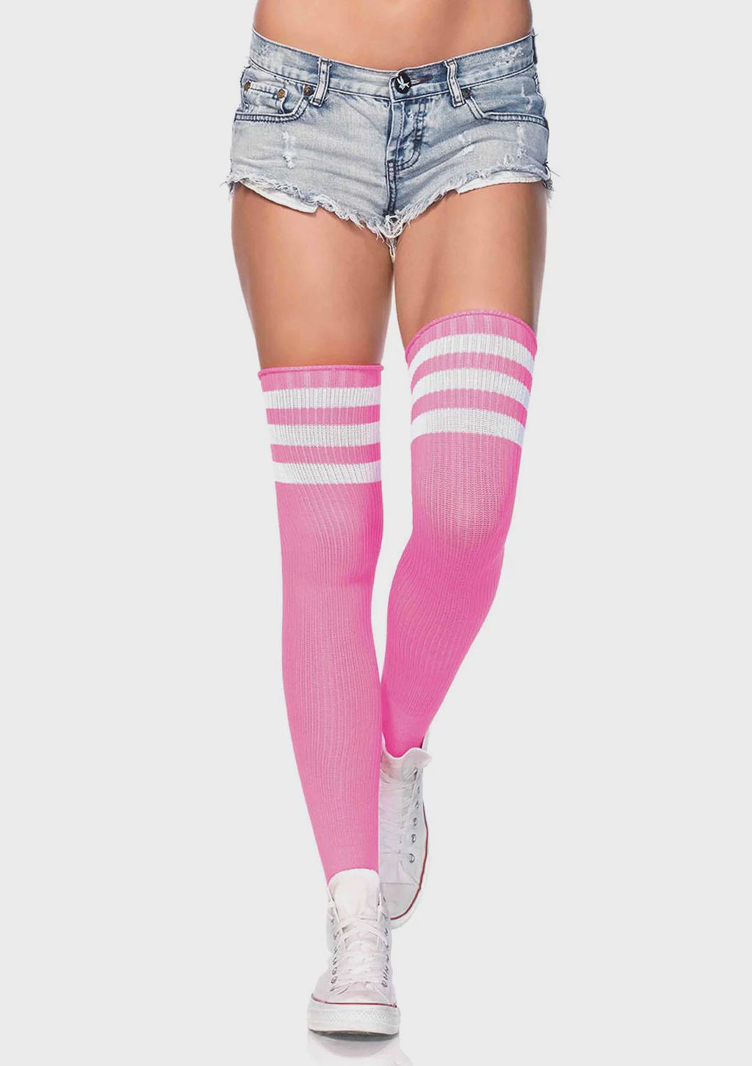 Athlete Thigh Hi W/ 3 Stripe Top O/S NEON PINK