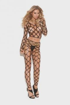 2 Piece Diamond Net Cami Top Set - One Size - Black