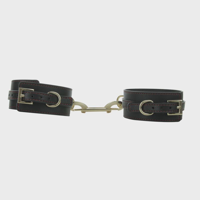 Ankle Cuffs with Hooks and Chain - Black