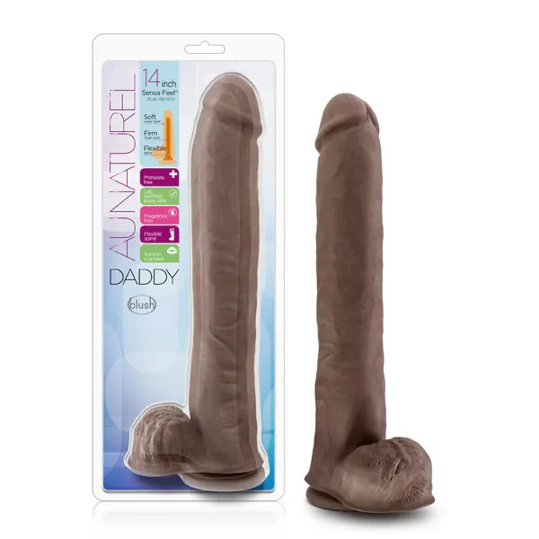 Au Naturel Daddy 14" Sensa Feel Dual Density Dildo Chocolate
