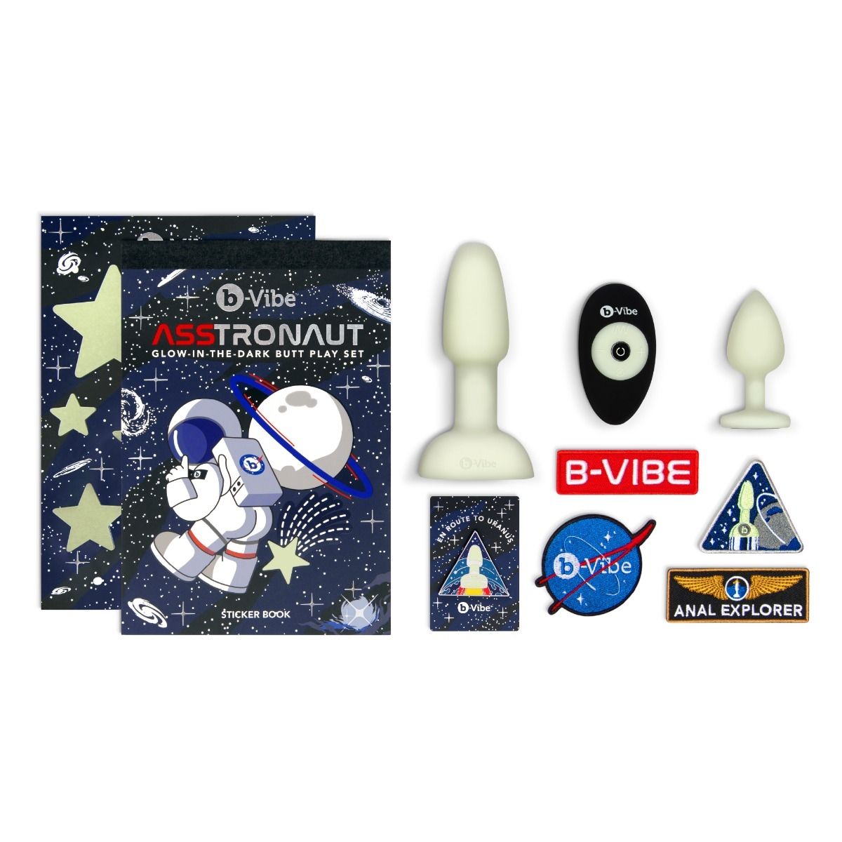 b-Vibe Asstronaut Butt Play Set - Glow in the Dark