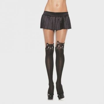 Black Cat Opaque Pantyhose - One Size