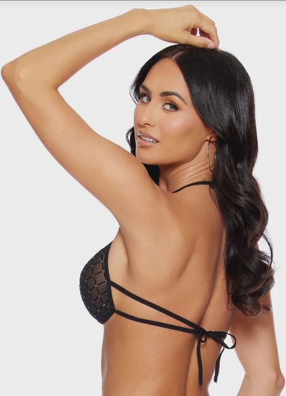 BLACK/SILVER TRI-BRA W/RINGS