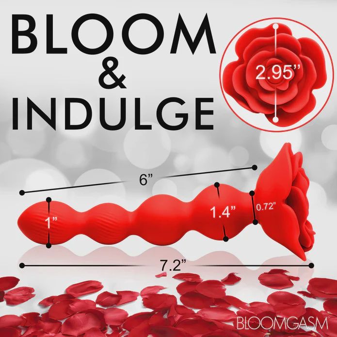Bloomgasm Rose Twirl Rechargeable Silicone Rotating Anal Beads - Red