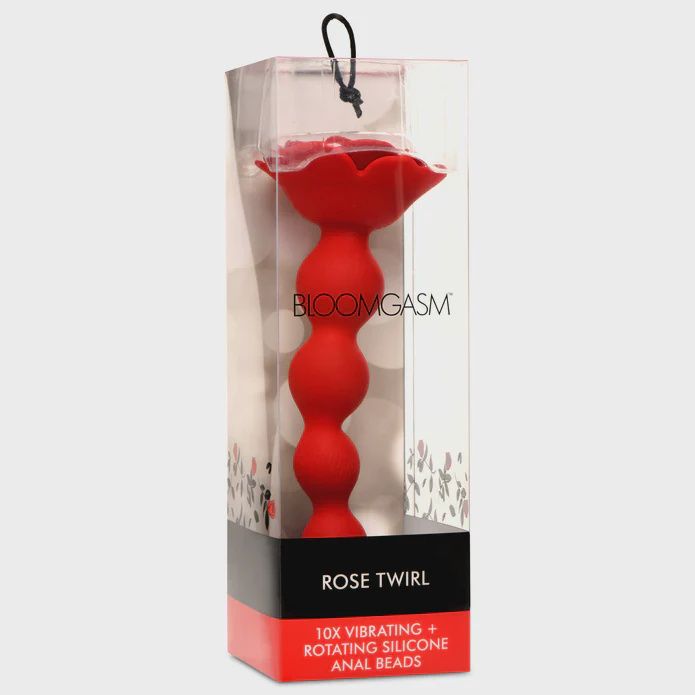 Bloomgasm Rose Twirl Rechargeable Silicone Rotating Anal Beads - Red