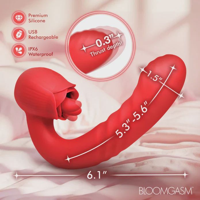 Boom Bloom Thrusting &amp; Licking Rose Vibrator