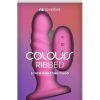 Colours Ribbed Rechargeable Silicone Vibrating Dildo with Remote Control 5in - Pink