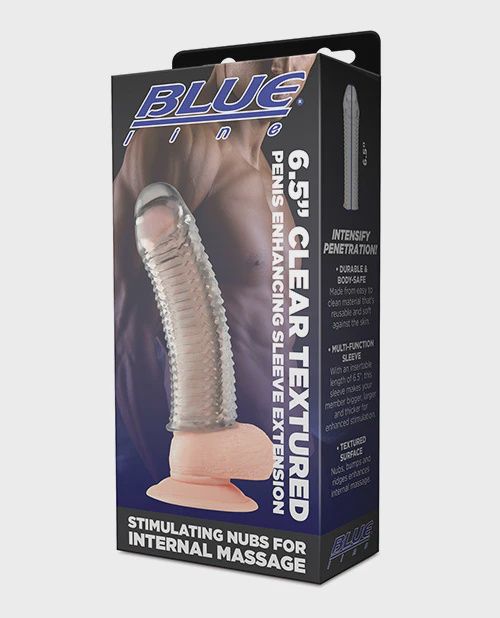 Blue Line C &amp; B 6.5" Textured Penis Enhancing Sleeve Extension - Clear