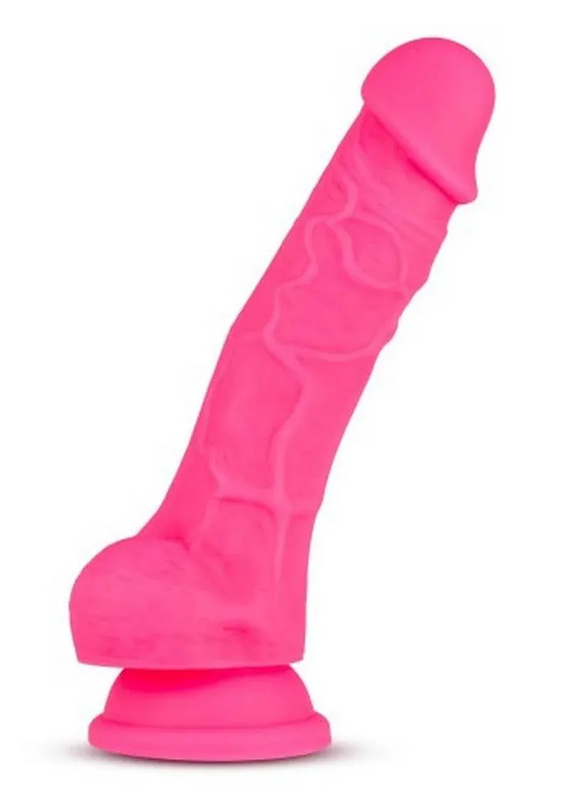 Blush Neo 7.5" Dual Density Cock w/Balls - Neon Pink
