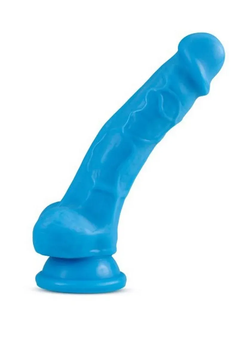 Blush Neo Dual Density 7.5" Cock w/Balls - Neon Blue