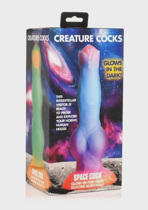 Creature Cocks Space Cock Glow in The Dark Silicone Alien Dildo - Orange/Purple/Blue
