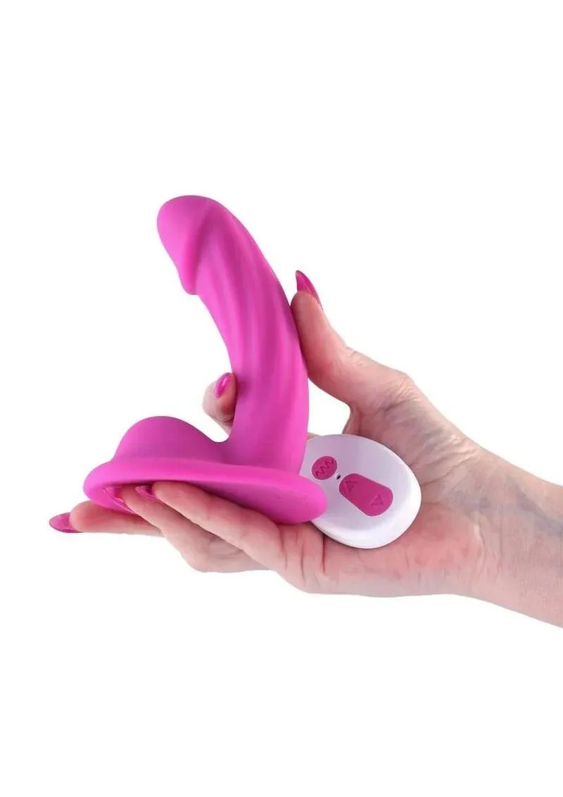Colours Curve Silicone Vibrating Dildo with Remote Control 5in - Pink