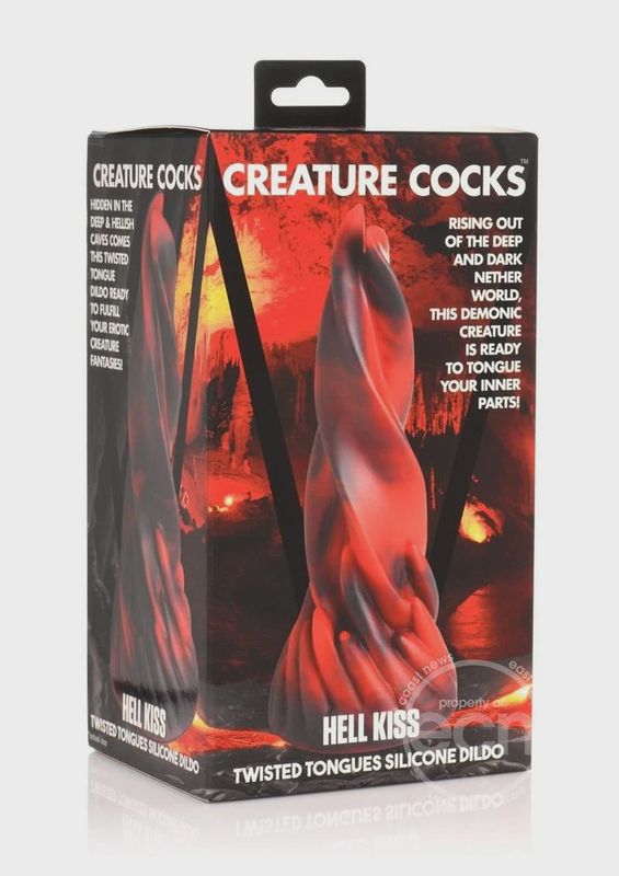 Creature Cocks Hell Kiss Twisted Tongues Silicone Dildo - Red/Black