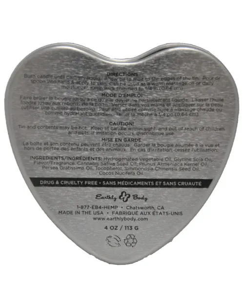Earthly Body Suntouched Hemp Edible Candle - 4.7 oz Heart Tin Vanilla Ice Cream