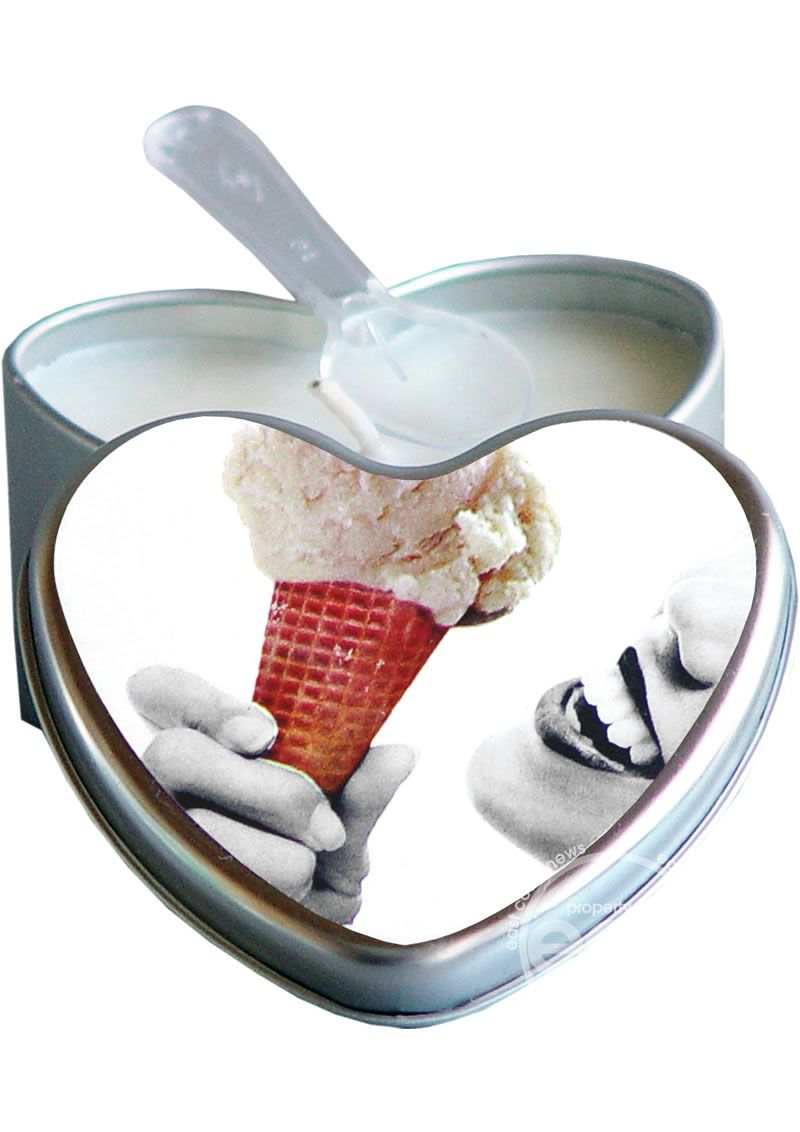 Earthly Body Suntouched Hemp Edible Candle - 4.7 oz Heart Tin Vanilla Ice Cream