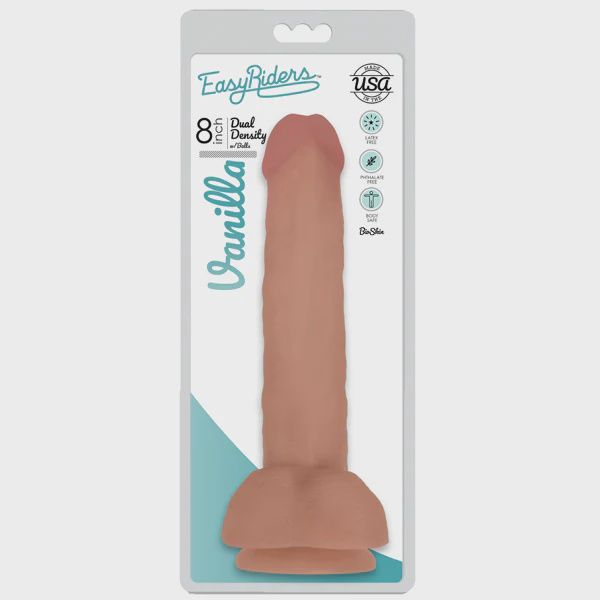 Easy Riders 8 Inch Dual Density Dildo With Balls - Light