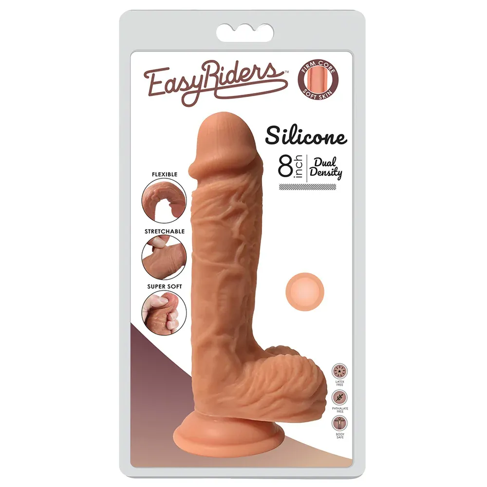 Easy Riders Dual Density Silicone Dildo w/Balls - 8 Inch