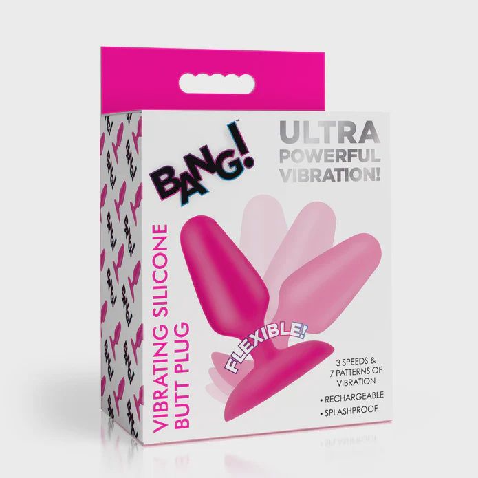 Flexible Vibrating Silicone Butt Plug - Pink