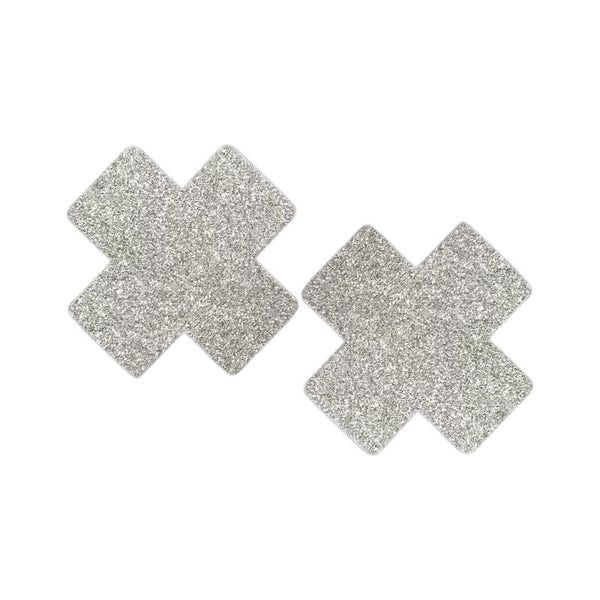 Glitter Cross Shimmering Silver Pasties