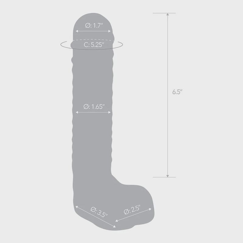 Glas 8'' Realistic Ribbed Glass G-Spot Dildo With Balls