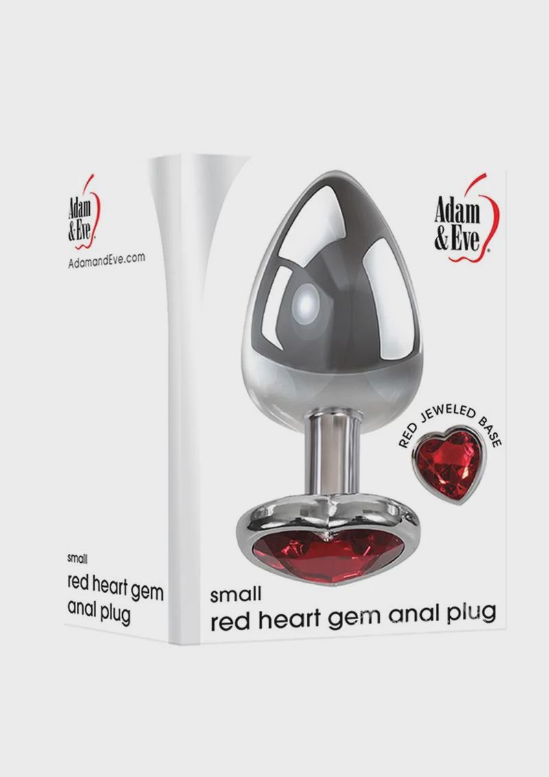 Heart Gem Anal Plug Small - Silver/Red