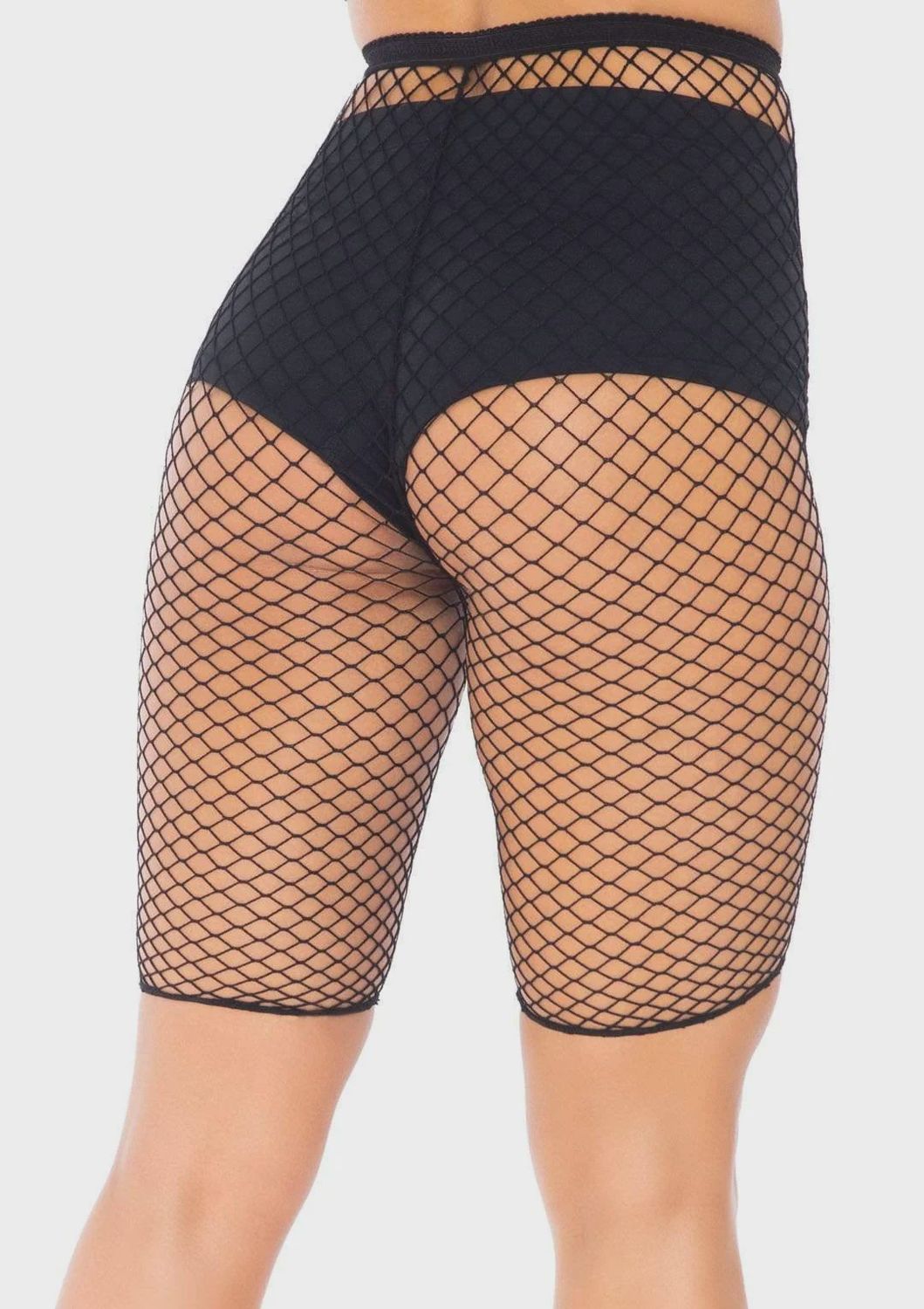 Industrial Fishnet Biker Shorts-Black