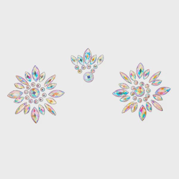 Jeweled Brilliant Cut Center Diamond Pasties 3 Pc