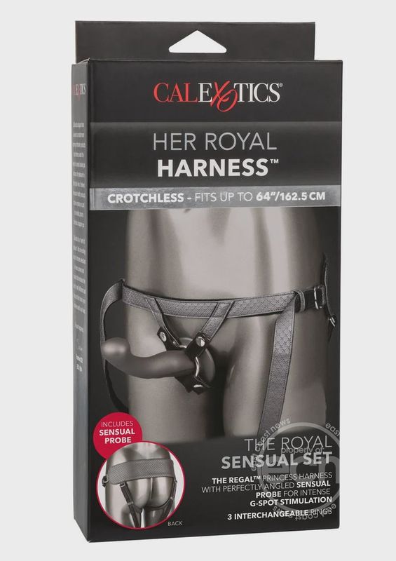 Her Royal Harness The Royal Sensual Set Regal Princess Harness With Sensual Silicone G-Probe Grey