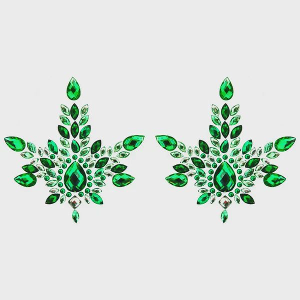 Jeweled Pear Cut Center Green Pasties