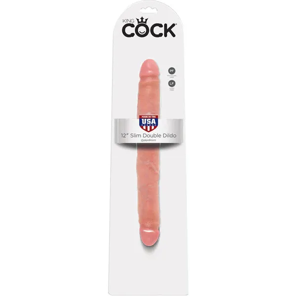 King Cock 12" Slim Double Dildo Flesh