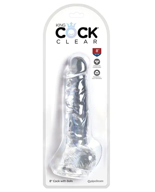 King Cock Clear 8" Cock w/Balls
