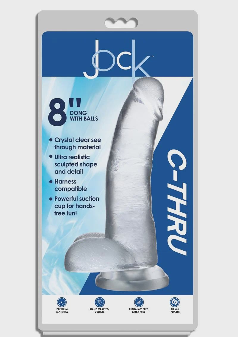 Jock C-Thru Dildo w/ Balls - 8 Inch