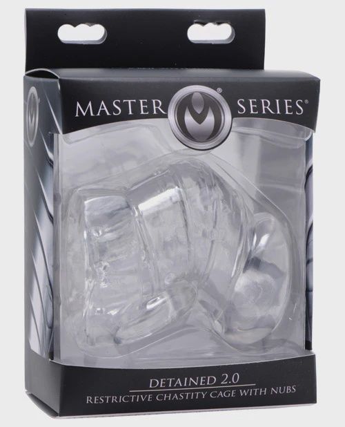 Master Series Detained 2.0 Restrictive Chastity Cage w/Nubs - Clear