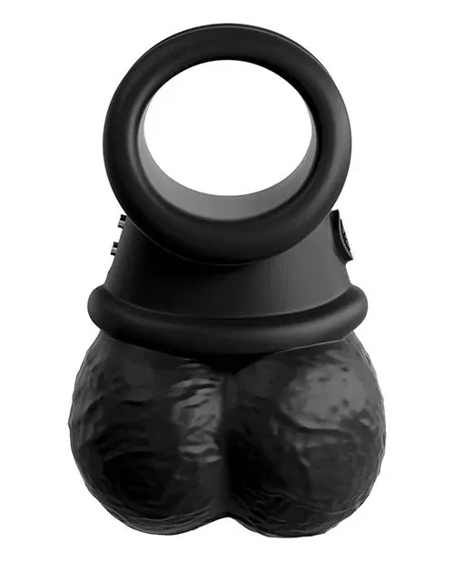 DISC- King Cock Elite The Crown Jewels Vibrating Swinging Balls - Black