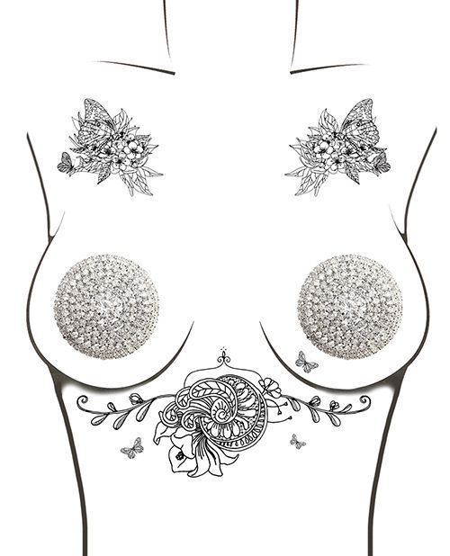 Neva Nude Burlesque Big O Crystal Jewel Reusable Silicone Nipztix - Silver O/S