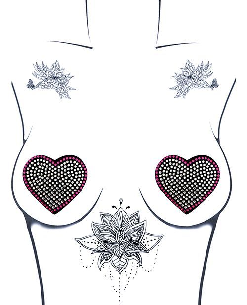 Neva Nude Burlesque Heart N' Soul Crystal Heart Nipztix - Pink/Clear O/S