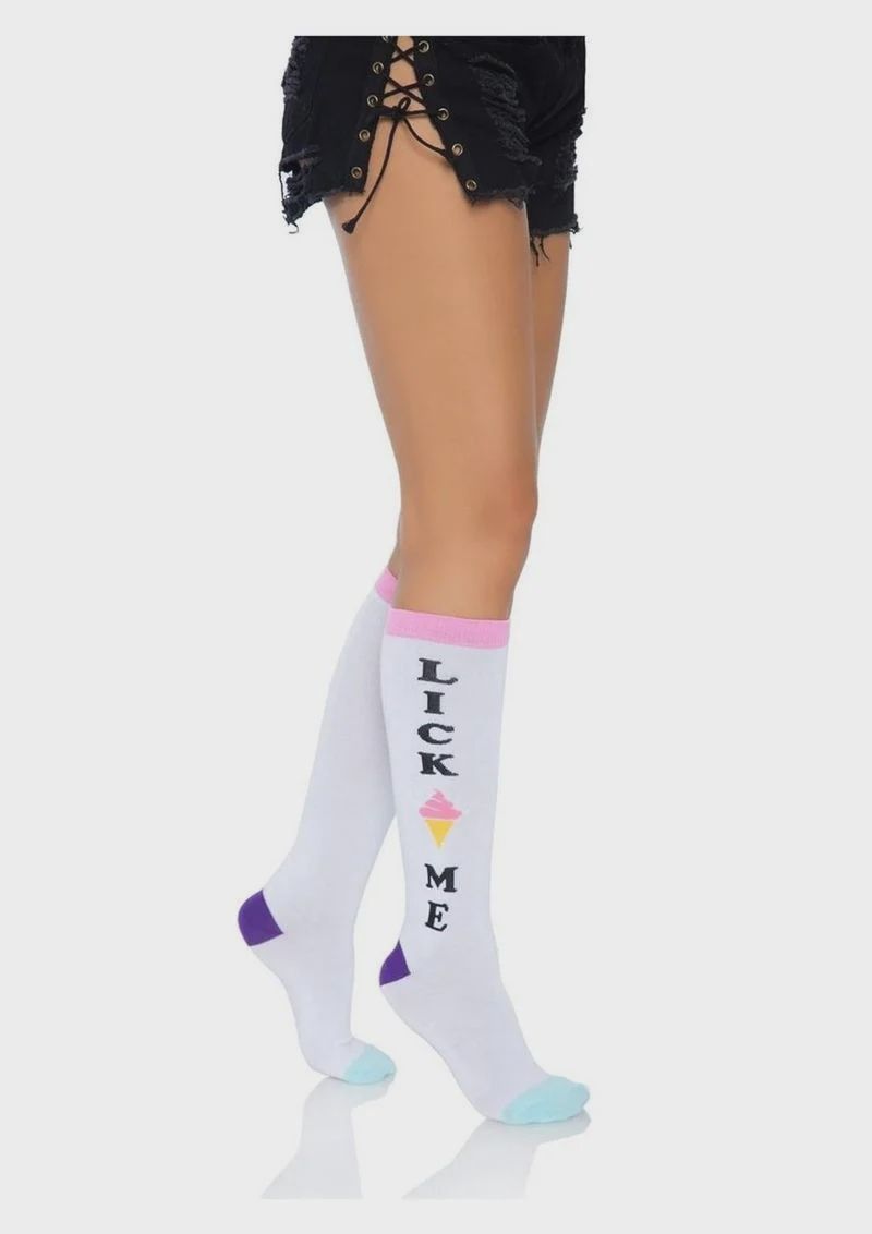 Lick Me Knee Socks - O/S - Multicolor