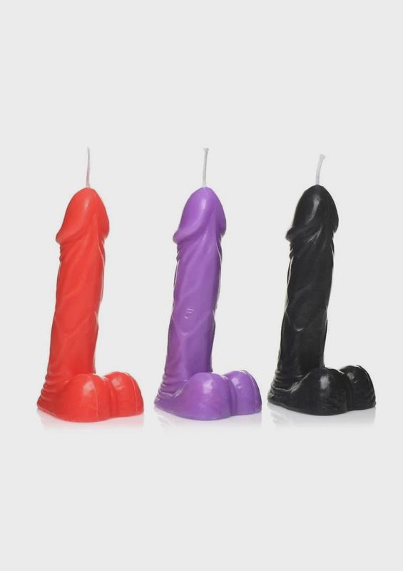 Master Series Passion Peckers Candle Set - Black, Purple, Red