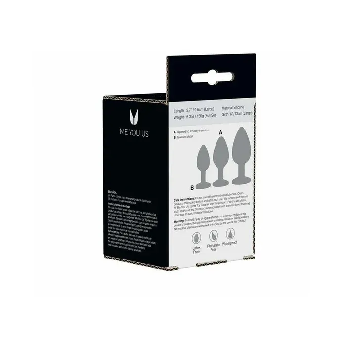 Me You Us Trio of Jewels 3-Piece Training Plug Set Black