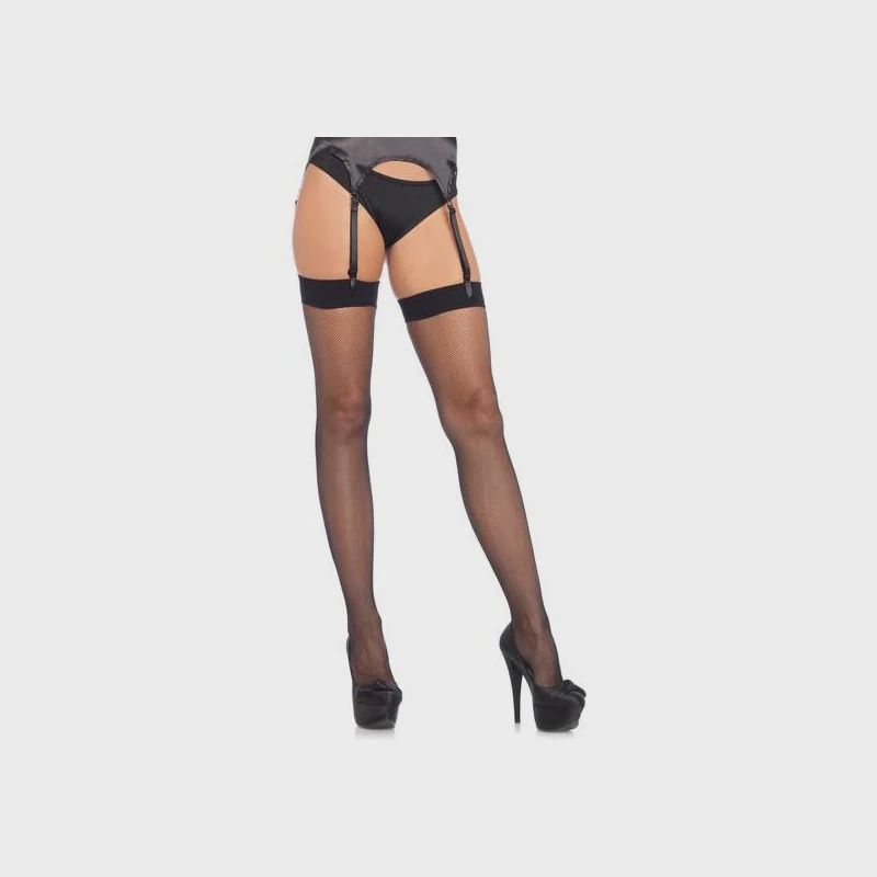 Micro net spandex stockings-Black-Queen Size