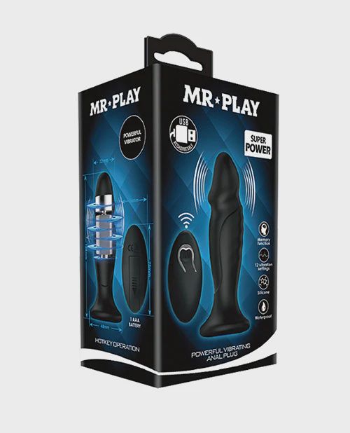 Mr. Play Phallic Vibrating Anal Plug - Black