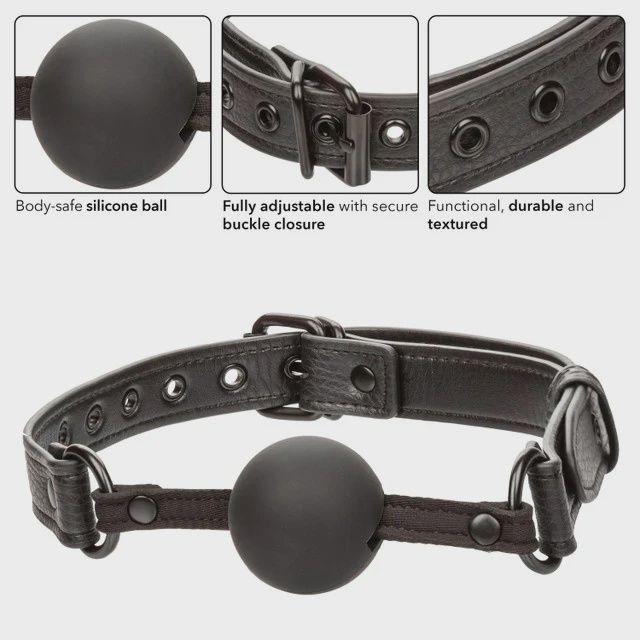 Nocturnal Collection Adjustable Silicone Ball Gag - Black