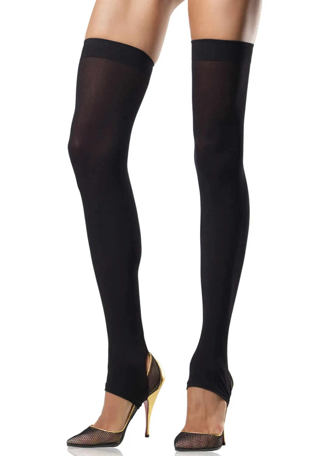 Opaque stirrup thigh highs O/S BLACK