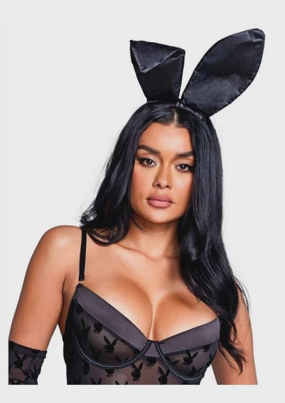 Playboy Satin Bunny Ears - Black