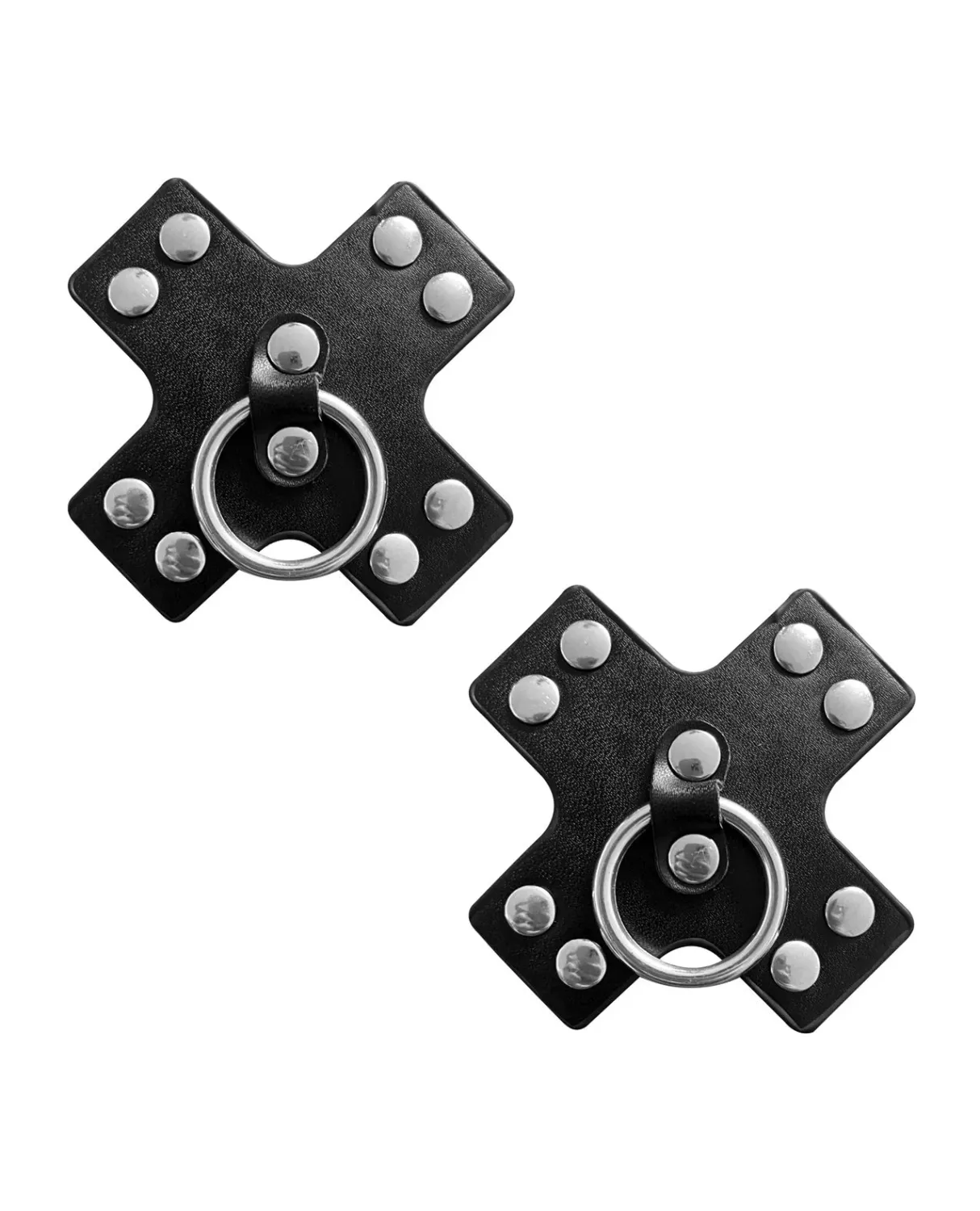 Neva Nude Burlesque Pierced N' Punked Leather Metal X Silicone Reusable Nipztix - Black O/S