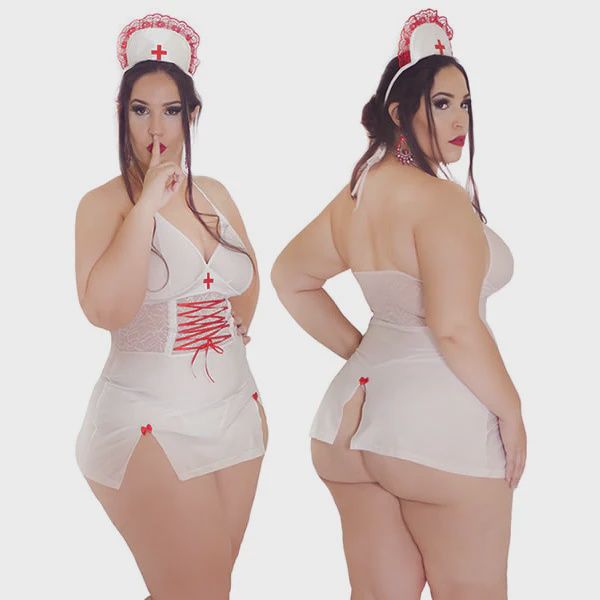 Nurse Plus Size Costume Dress G-String And Cap Naughty