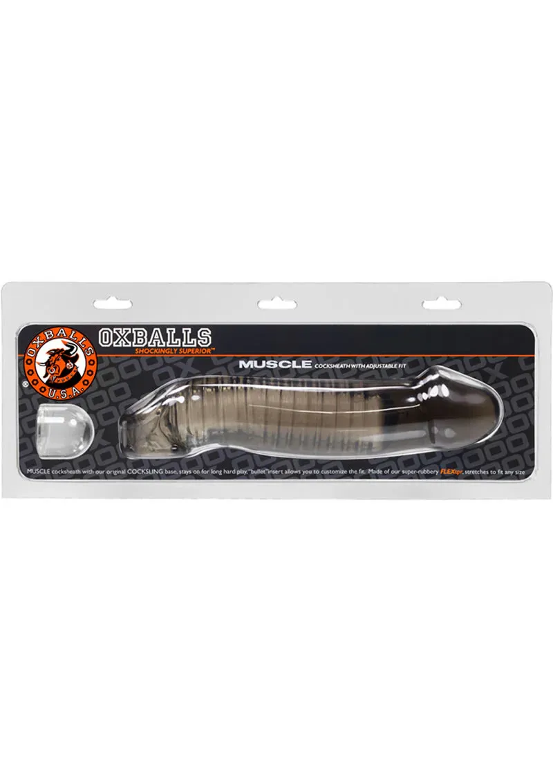 Oxballs Muscle Textured Cocksheath Penis Extender Sleeve Smoke Black 9.25 Inch