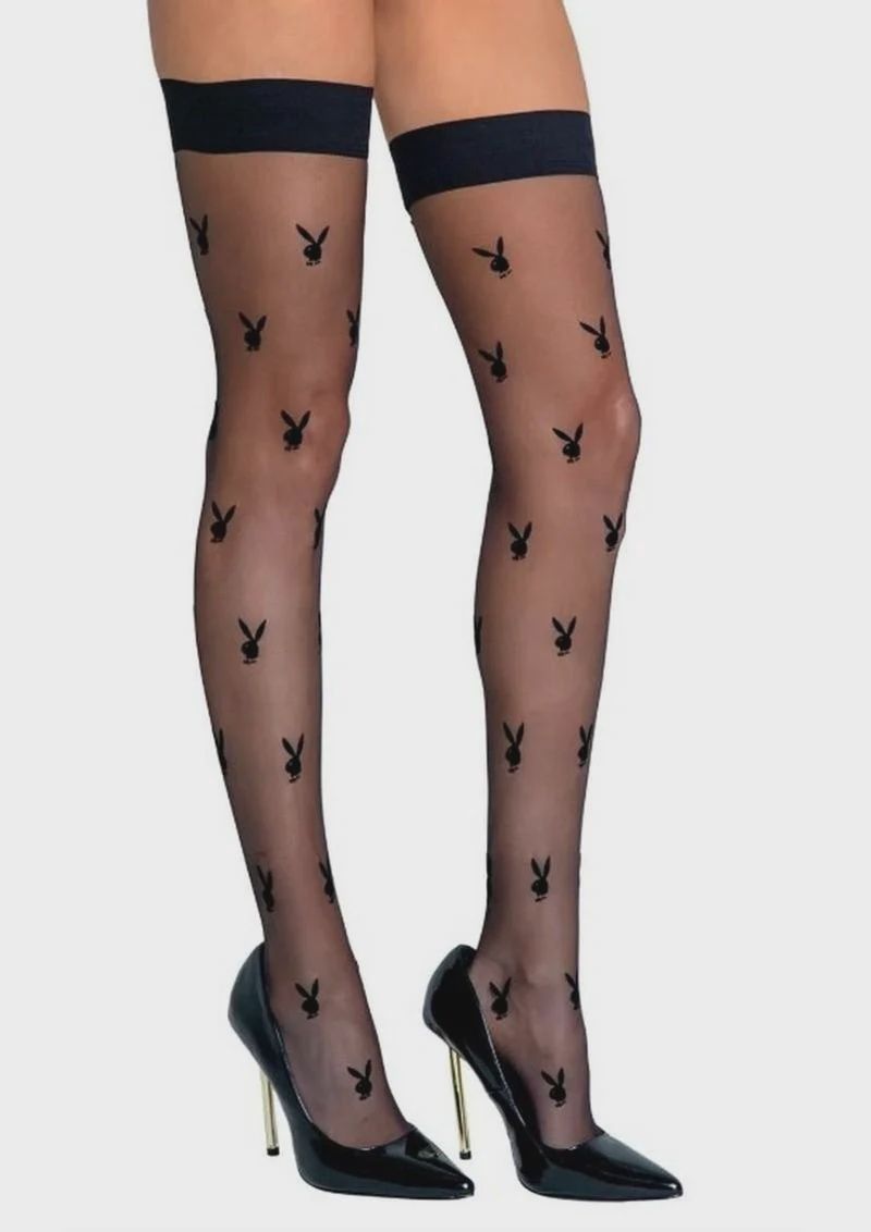 Playboy Bunny Noir Stockings - One Size - Black